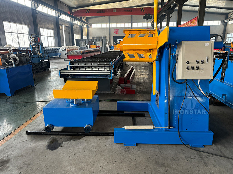 5 Ton Hydraulic Decoiler With Coil Car, 500mm Width Automatic Uncoiling Equipment For Roll Forming Line